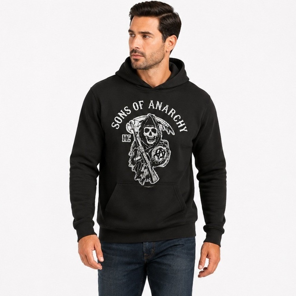 Gildan Men's Sons of Anarchy Grim Reaper Long Sleeve Pullover Hoodie Size Large